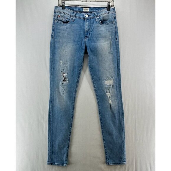 Hudson Jeans Womens Size 28 Distressed Skinny Light Washed Stretch Denim Blue - Picture 1 of 12